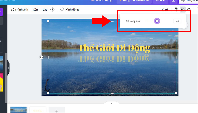 Giảm độ trong suốt để tạo hiệu ứng ch&acirc;n thật